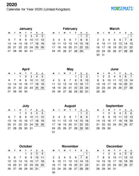 Calendar Mouse Mat - Annual Calendar - Portrait Thumbnail